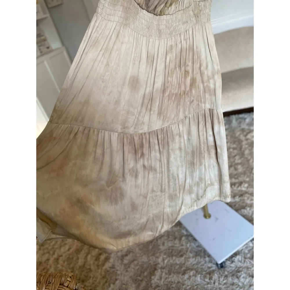 Madison Grey Maxi Dress Marbled Tie Dye Smocked Quiet Luxury‎ Wedding Date Event